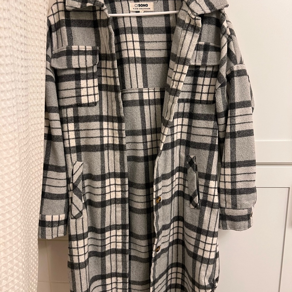 Ci Sono Women's Plaid Jacket - Black and White